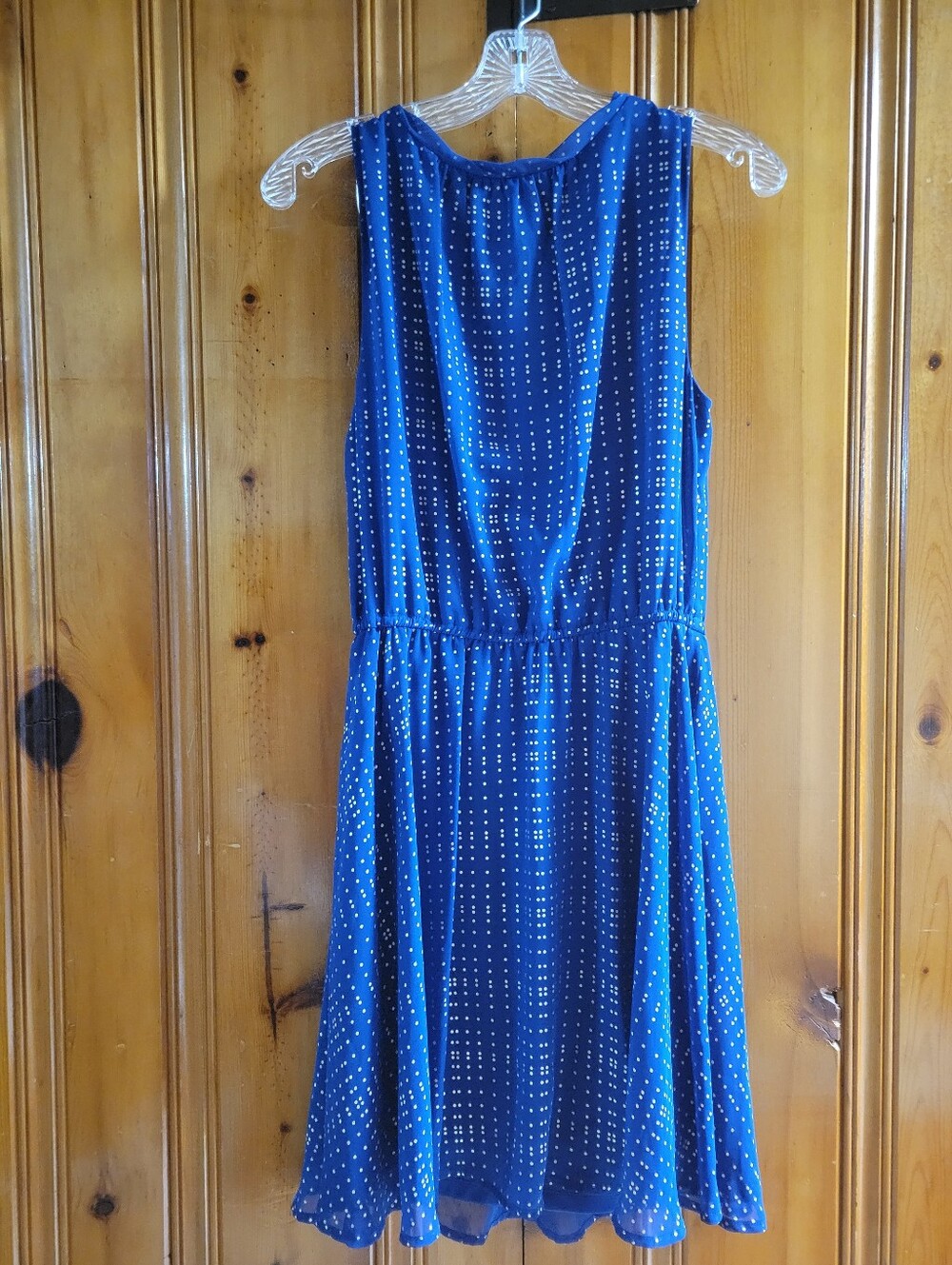 Maison Jules Navy Blue Sleeveless Polka Dot Dress